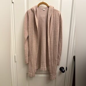 Barefoot Dreams Cozychic Lite Resort Cardi Hooded Long Cardigan Blush 905 Small